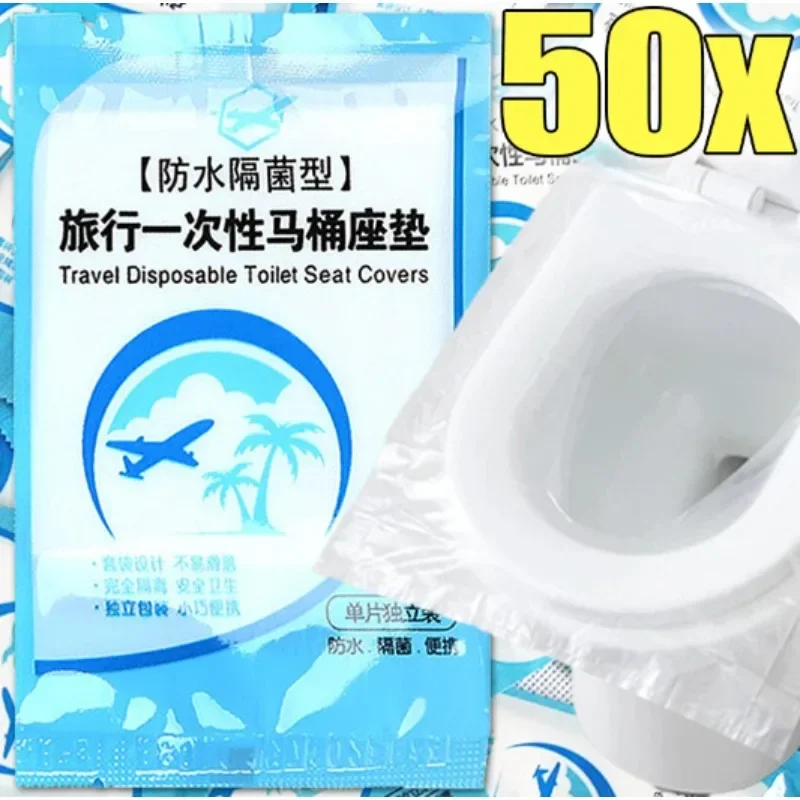 

50/1PCS Disposable Toilet Seat Cover for Pregnant Baby Mom Travel Independent Packaging Waterproof Plastic Cushion