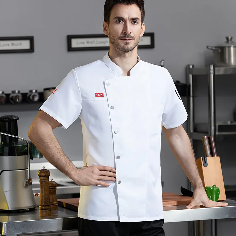シェフ半袖作業服西洋レストランウェイター半袖夏服ベーカリーケーキショップペストリーシェフ作業服男性