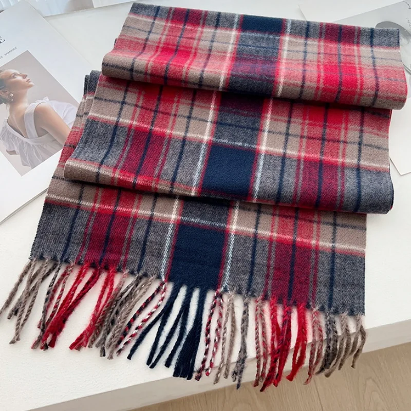 New Classic Red Plaid Scarf Imitation Cashmere Shawl Winter Thick Warm Neckerchief Foulard Echarpe Wrap Designer