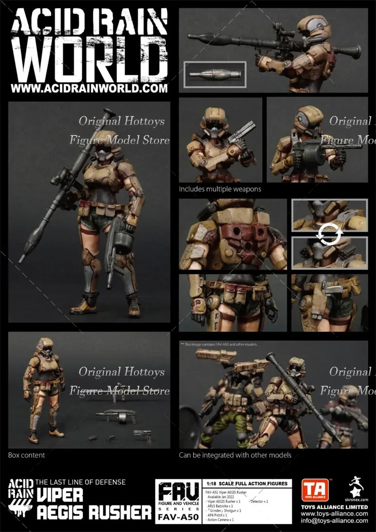 Acid Rain War 1/18 Scale Male Soldier A50 Viper AEGIS Rusher A51 EOS Skirmisher H08 Eliza Full Set 3.75-inch Action Figure Toys