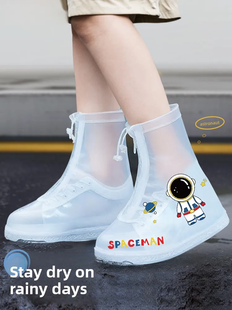 

Transparent Waterproof Anti-Slip Children's Shoe Covers High Tube Boys Girls Rain Boots Shoe Covers Wear-Resistant Cartoon Pa...