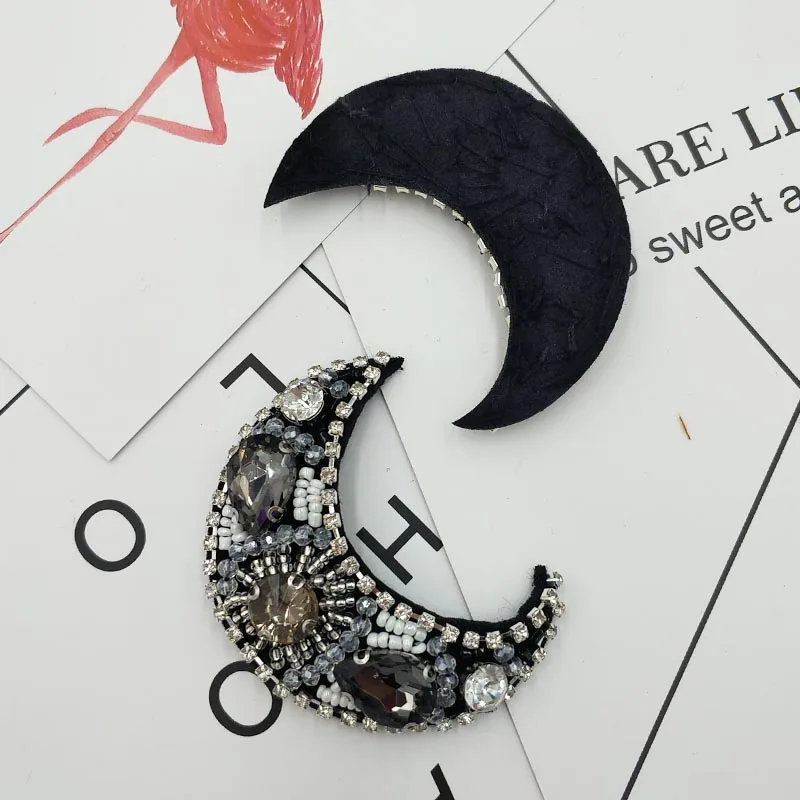 Mode Mond Strass Perlen Patches für Kleidung Nähen auf Pailletten Parch Abzeichen Applikation bestickt Parches Bordados Para – Detail 3