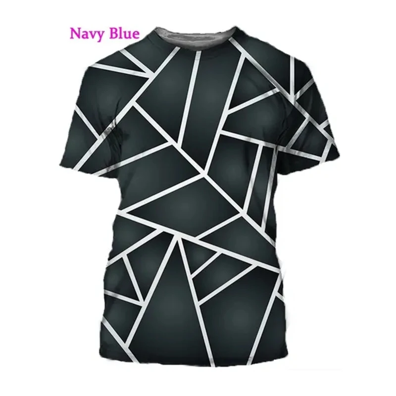 New Men Geometric 3D Three-dimensional Pattern Digital Printing T Shirt Men Casual Fashion Short Sleeve Streetwear T-shirt Tees