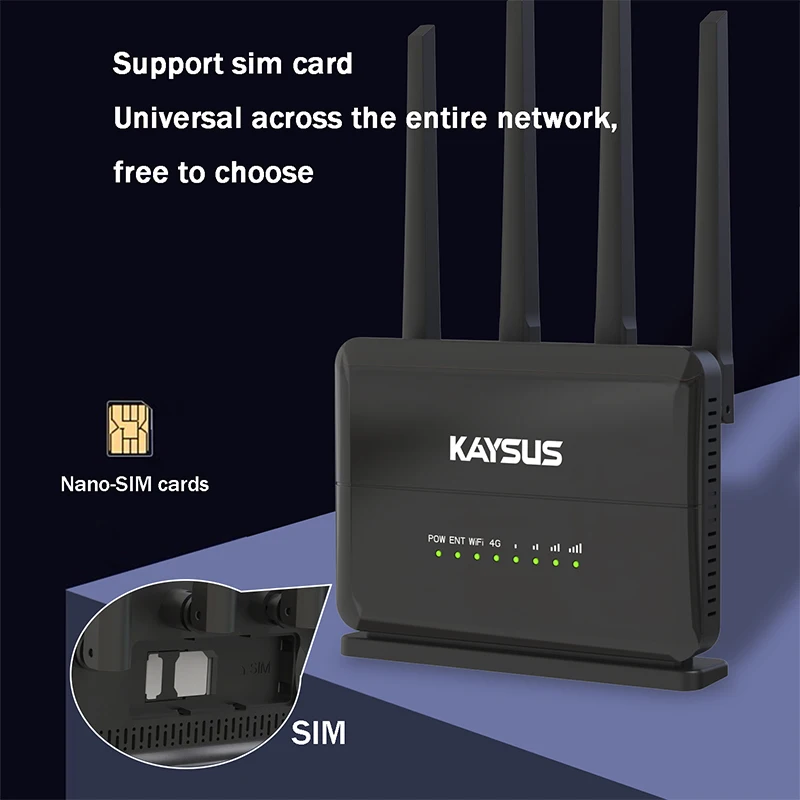 KAYSUS High Speed AX300 WiFi6 4G Router sim card LAN Port 4 Antennas with SIM Card Slot 4G CPE LTE Network 4g sim router