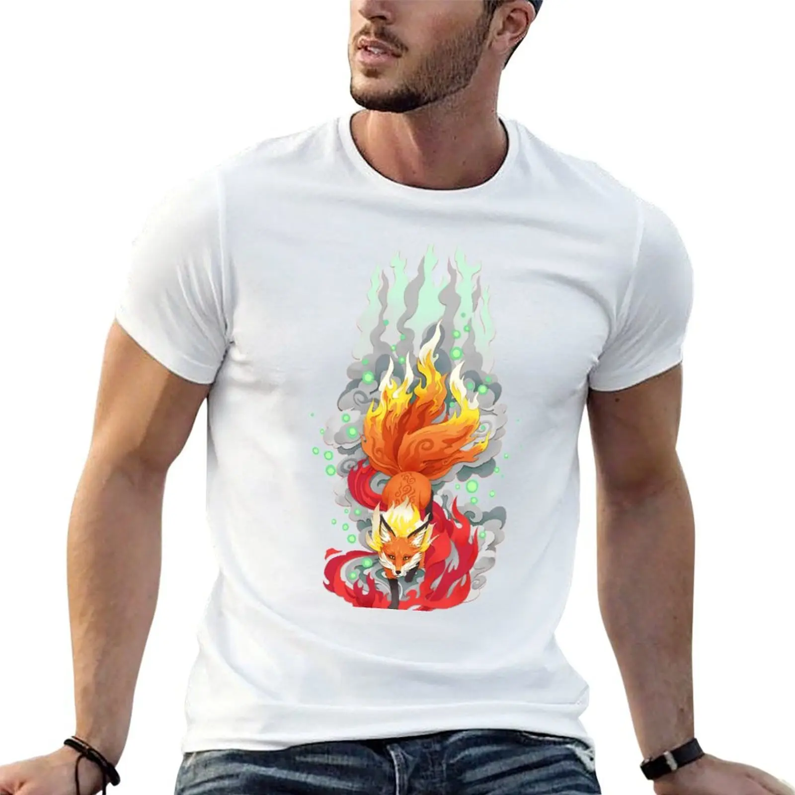 Fox Fire T-Shirt plus size tops oversized luxury clothes men