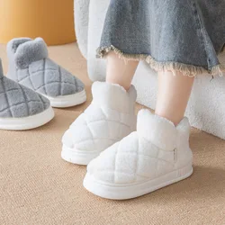 2024 New Winter Shoes Woman Men Indoor Slippers Warm Plush Thick Sole Couple Home Street Ankle Boots House Floor Fluffy Footwear