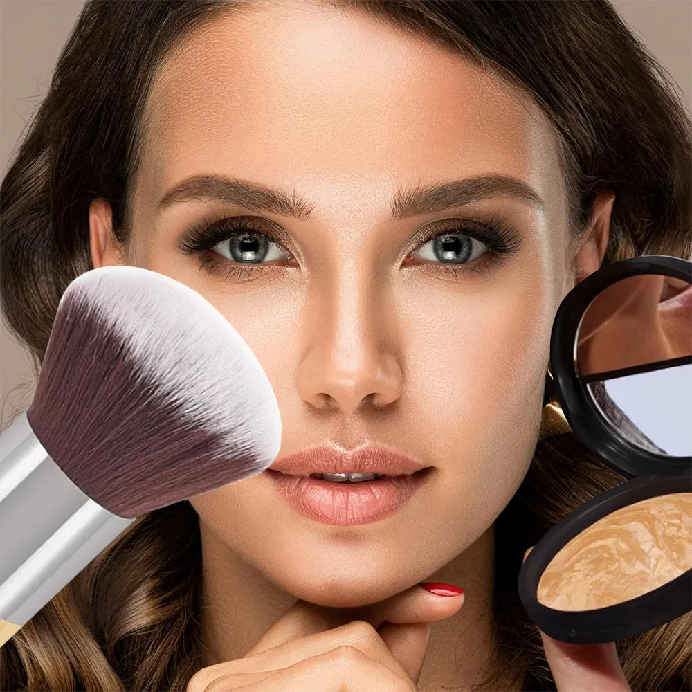 مجموعة فرش مكياج مكونة من 3 قطع، فرشاة مكياج احترافية بمقبض من الخيزران للنساء، أداة تجميل لبودرة الوجه وأحمر الخدود #6