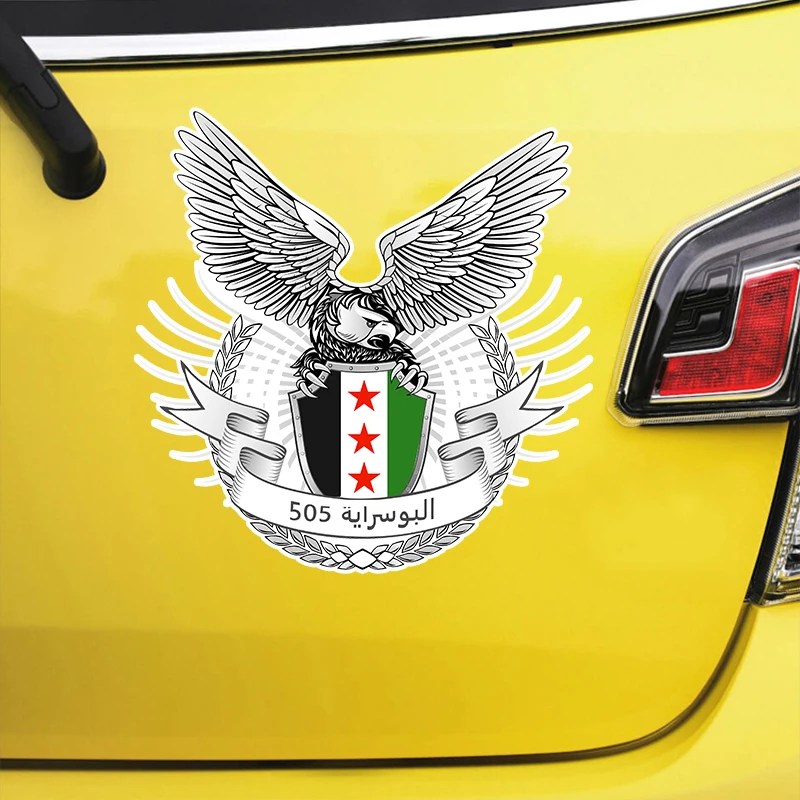 V1405#  Eagle Badge Wth Coat of Arms of Syria Sticker Waterproof Accessories on Bumper Rear Window Laptop