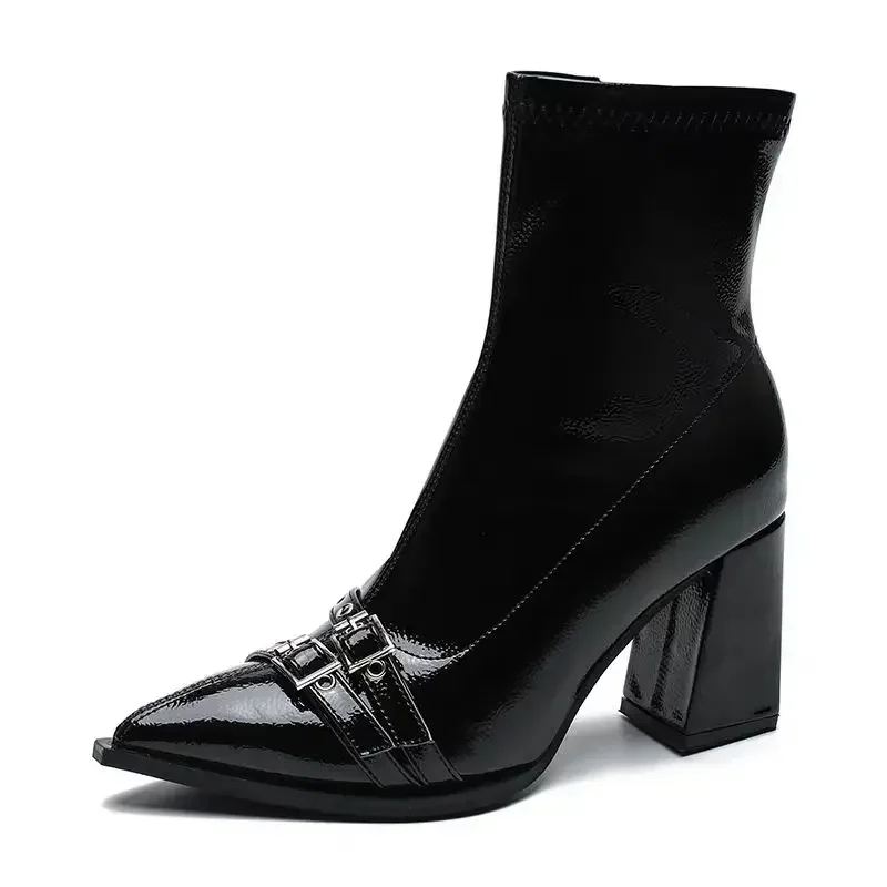 High Heels Ankle Women\'s Boots Pointed Toe Sexy Shoes for Women 2024 New Side Zip Classic Daily Boots Women Boots Botas