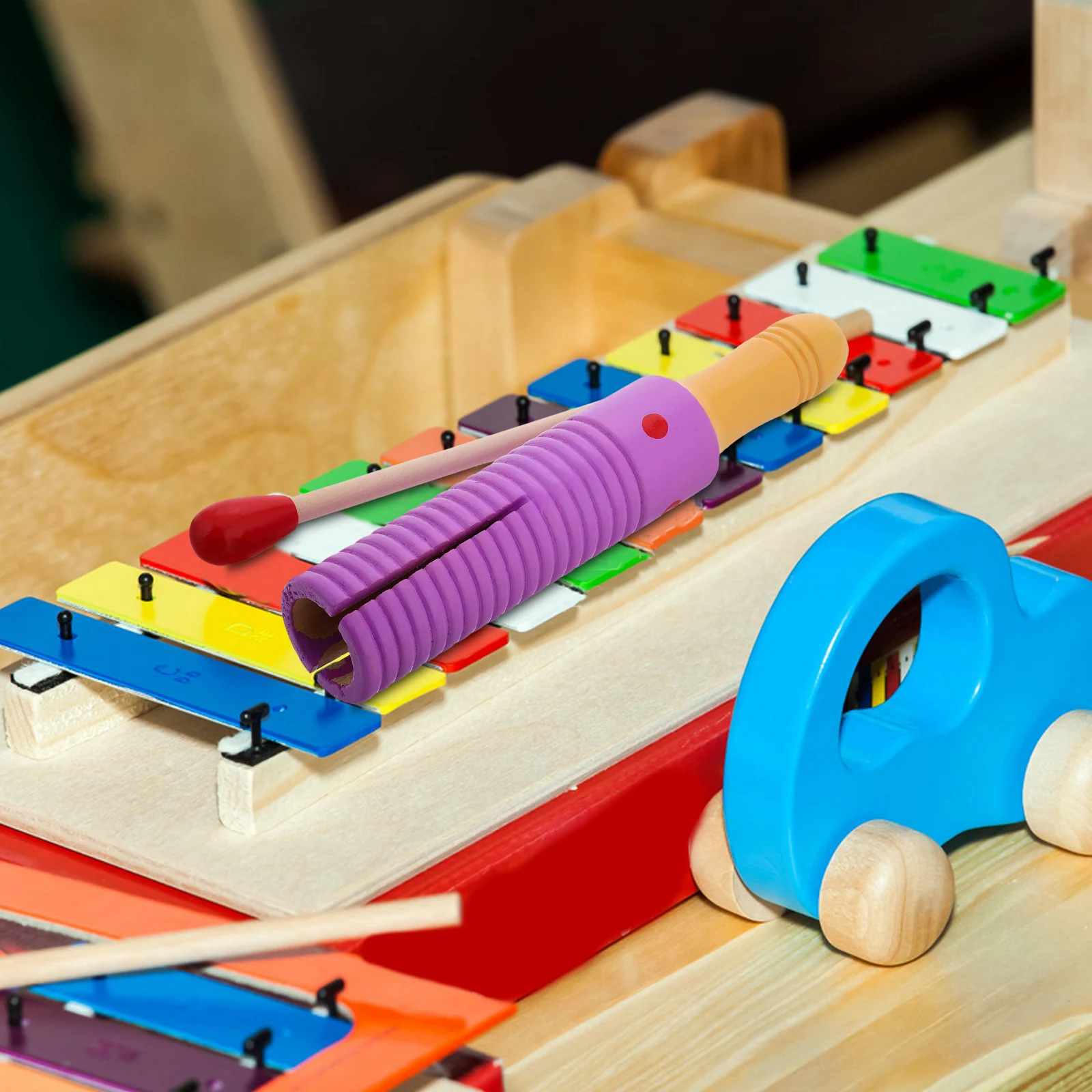 

Orff Instrument Single Tone Wooden Guiro Kids Musical Toys Vibrant Color Durable Montessori Education Percussion Instruments