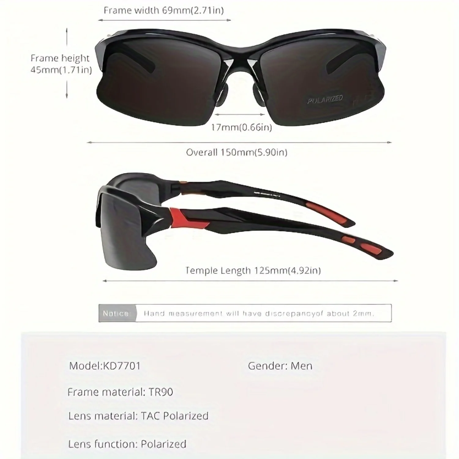 Trendy Cool Sports Polarized Sunglasses, Men Women Cycling Golf Fishing Running Half Rimless Goggles , ideal choice for gifts