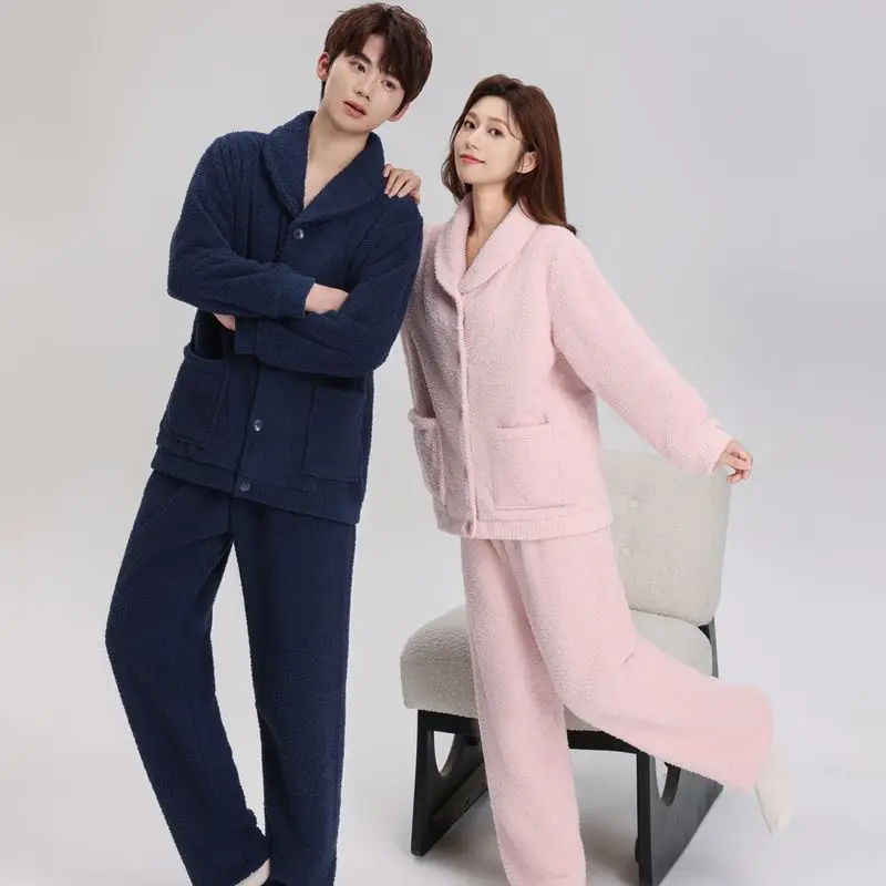 

Pijama Mujer Invierno New Coral Fleece Thicken Women's Pajamas Set Flannel Warm Sleepwear For Sleeping Suit Winter Home Clothes