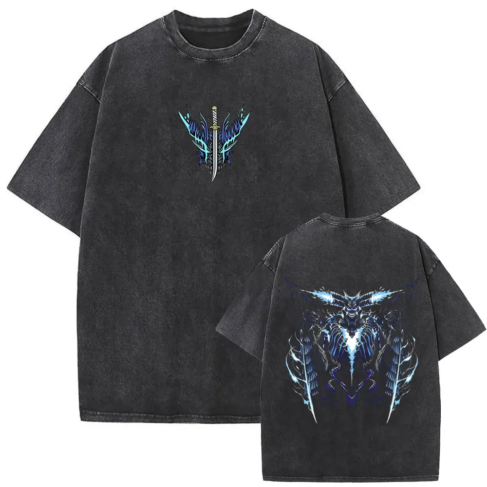 Washed Vintage Game Devil May Cry Dante Vergil T Shirt Men Women Fashion Casual Oversized T-shirt Male Hip Hop Retro Streetwear