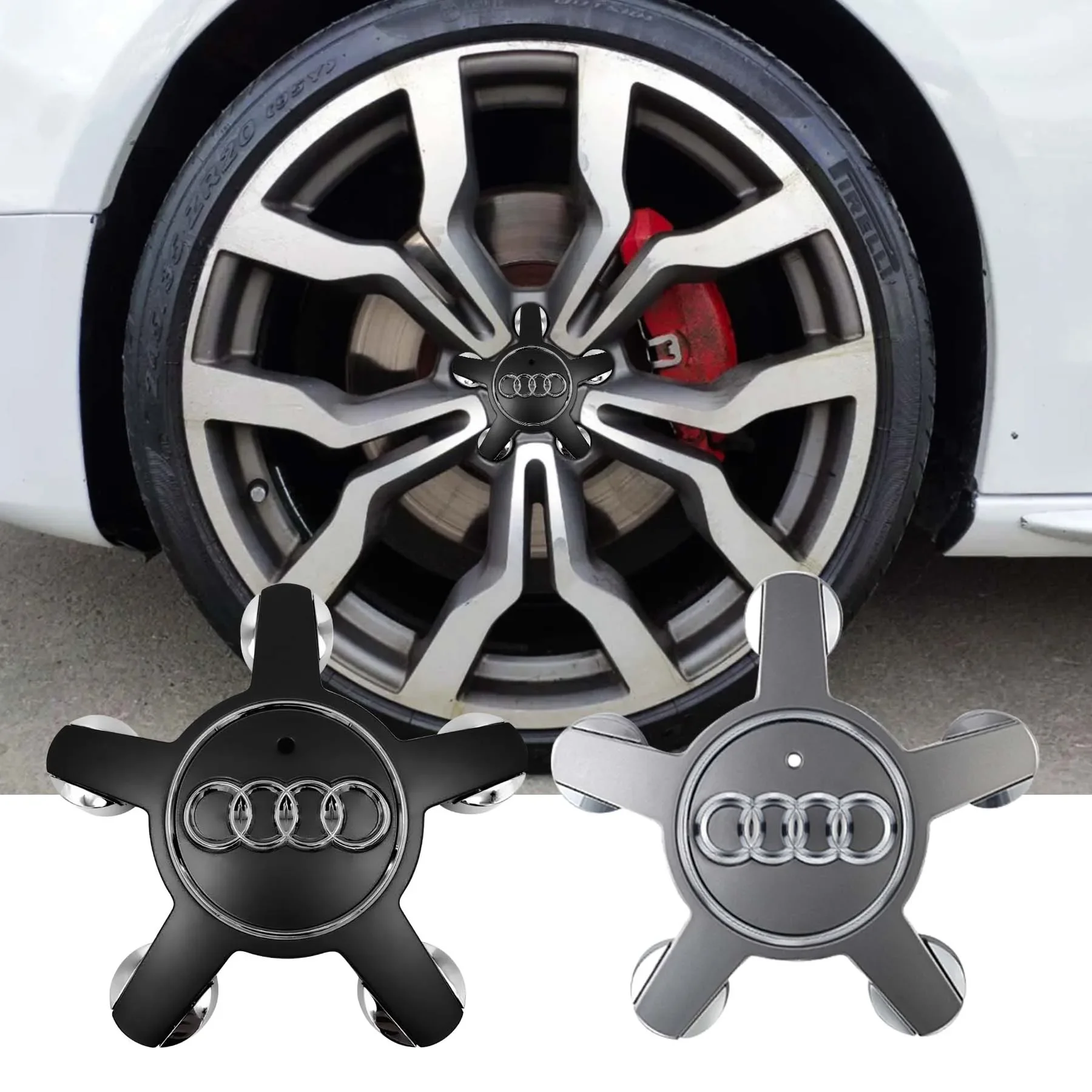 4Pcs 128mm Car Wheel Tire Rim Center Hub Caps Cover Decoration For AUDI A3 A5 A4L A4 A1 A6L A7 A7L Q3 Q5 Supercar S3 RS5 A8 TT