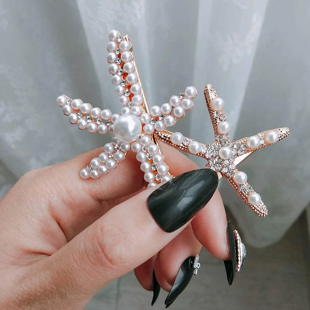 Vintage Faux Pearl Decor ปลาดาวรูปกิ๊บสไตล์ผม Bun Maker อุปกรณ์เสริมเหมาะสําหรับผู้หญิงและเด็กผู้หญิงสําหรับสวมใส่ทุกวัน