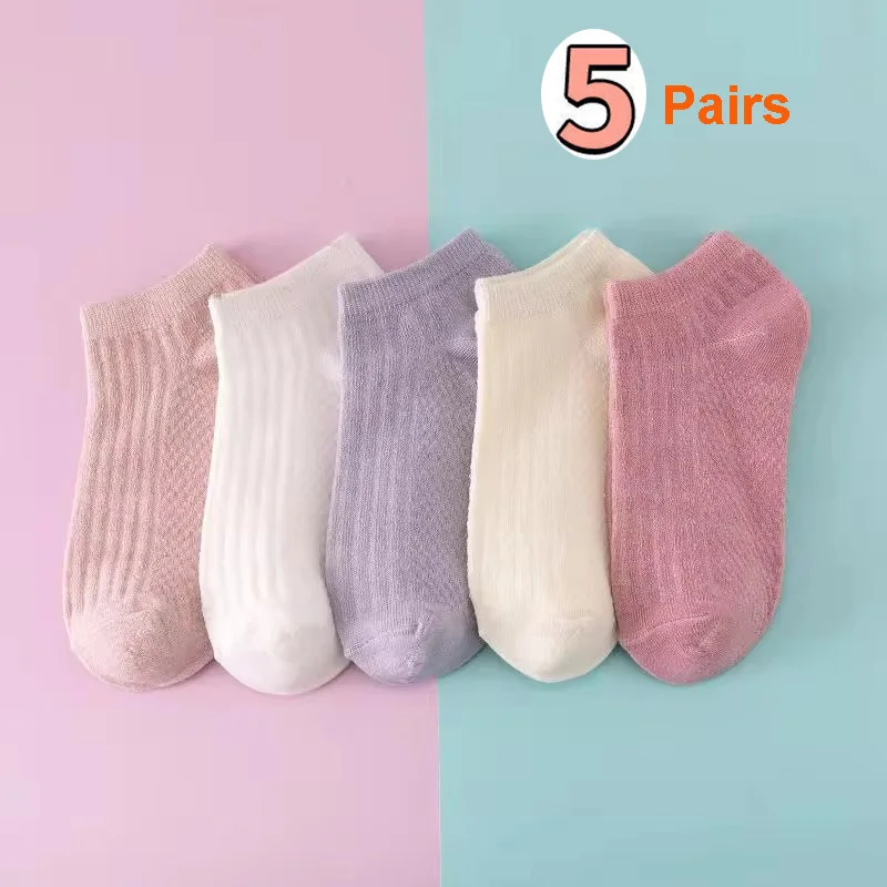 

Носки короткие женские в винтажном стиле, тонкие короткие с цветочной 3D текстурой, чулочно-носочные изделия для девушек, 5 пар, весна-лето