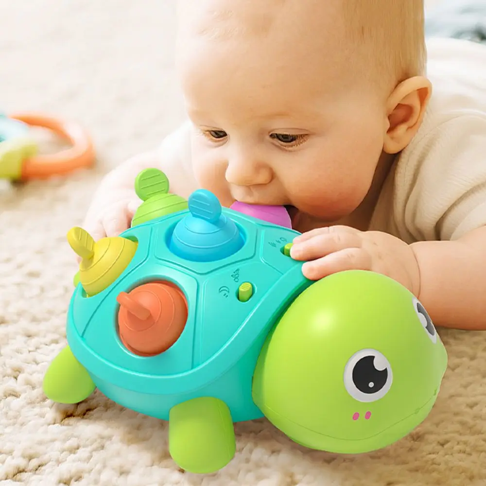 Tortuga Musical ligera y musical, Escape de suelo plano, tortuga para caminar en movimiento educativo, simulación de captura, tortuga para gatear para bebés