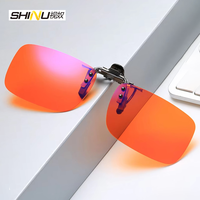 SHINU Anti Blue Light Clip On Glasses Polarized Sunglasses Orange Lens Bluelight Blocking Yellow Anti-Glare Driving Lenses