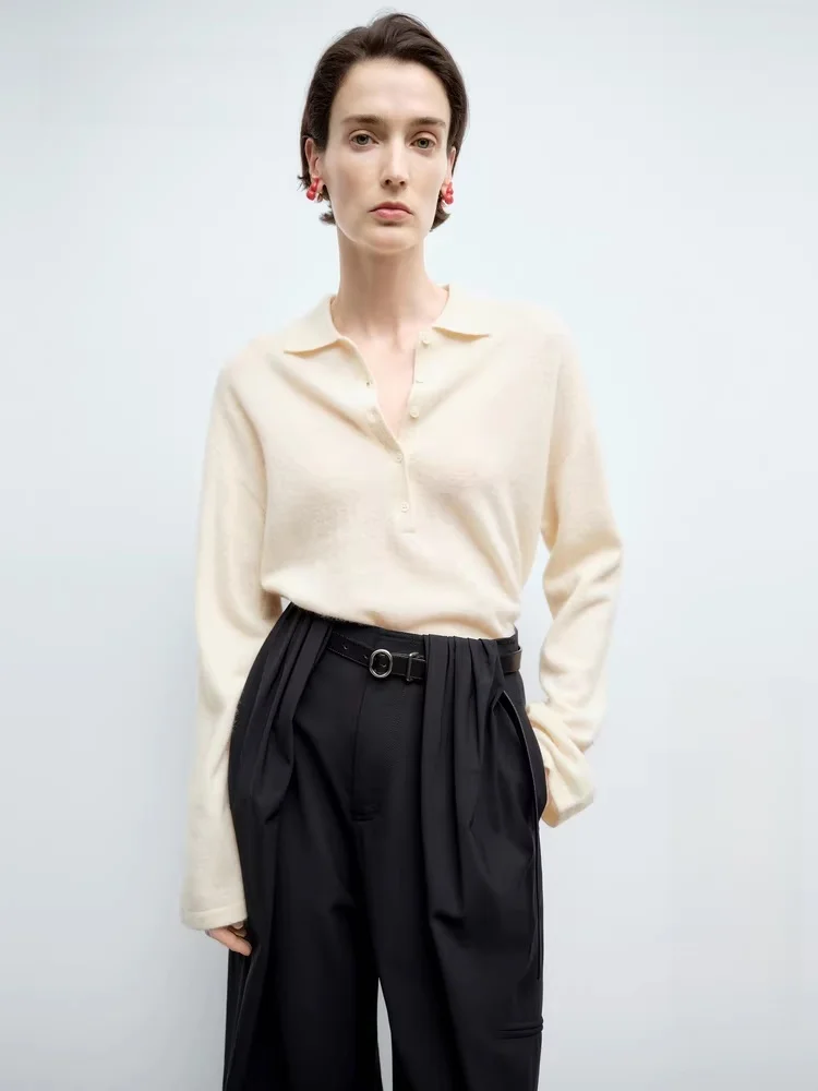 

Женский вязаный свитер Edition в винтажном стиле с длинными рукавами и V-образным вырезом, из смесовой шерсти, весна 2025, модный тренд