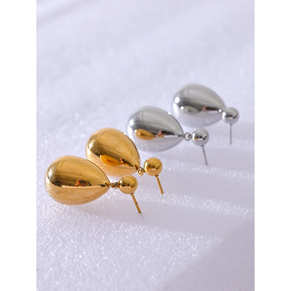 Yhpup Fashion Sleek Stainless Steel Metal Teardrop Drop Earrings for Women Prevent Allergy Gold Silver Color Charm Jewelry