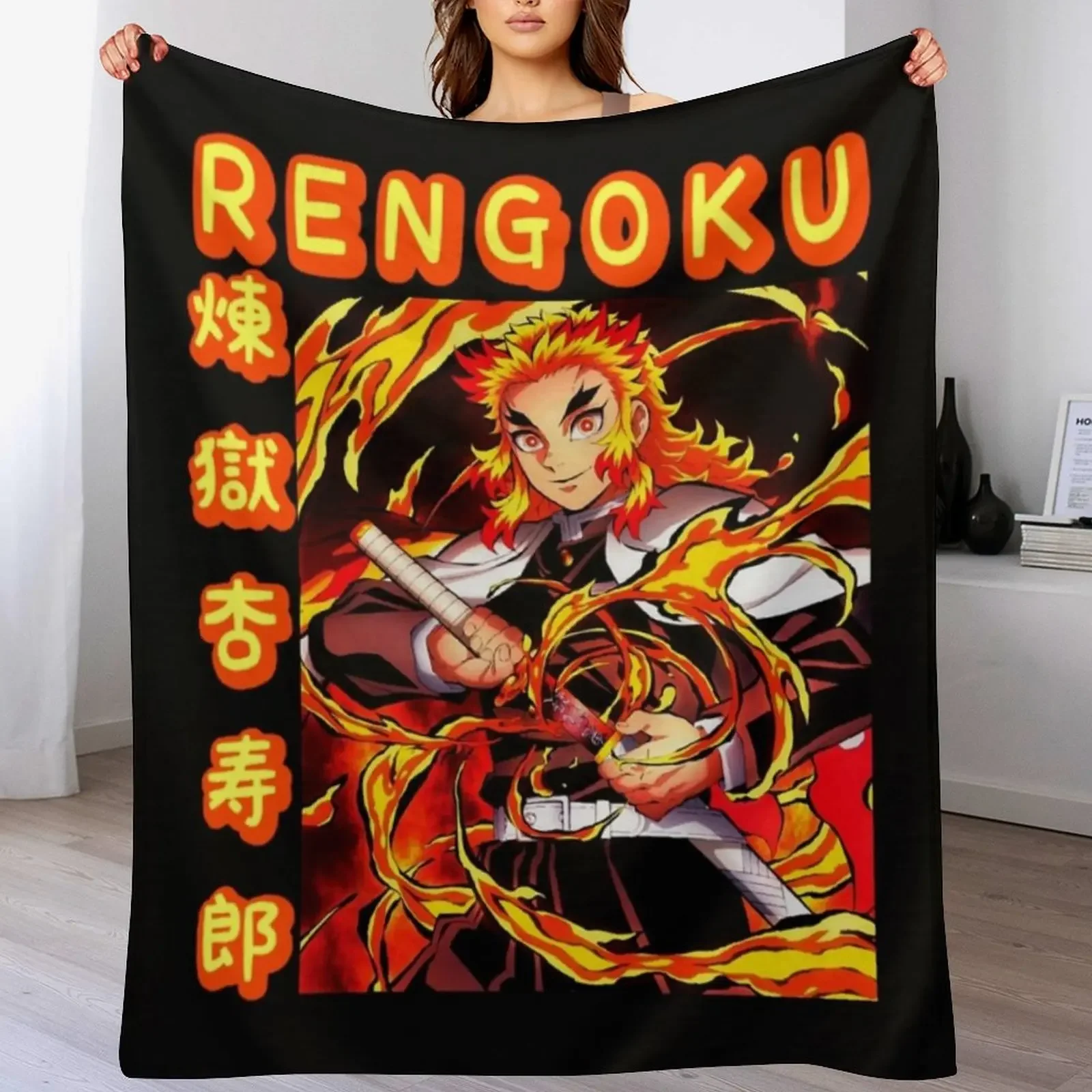 

Flame Hashira Throw Blanket Soft Warm Blanket Gift for Men Women Adults