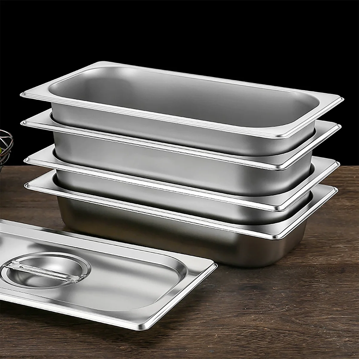 Rice bowl Stainless Steel Rectangular Covered Square Basin Commercial Dining Box Basin Soup Rice Dish Food Grade Box