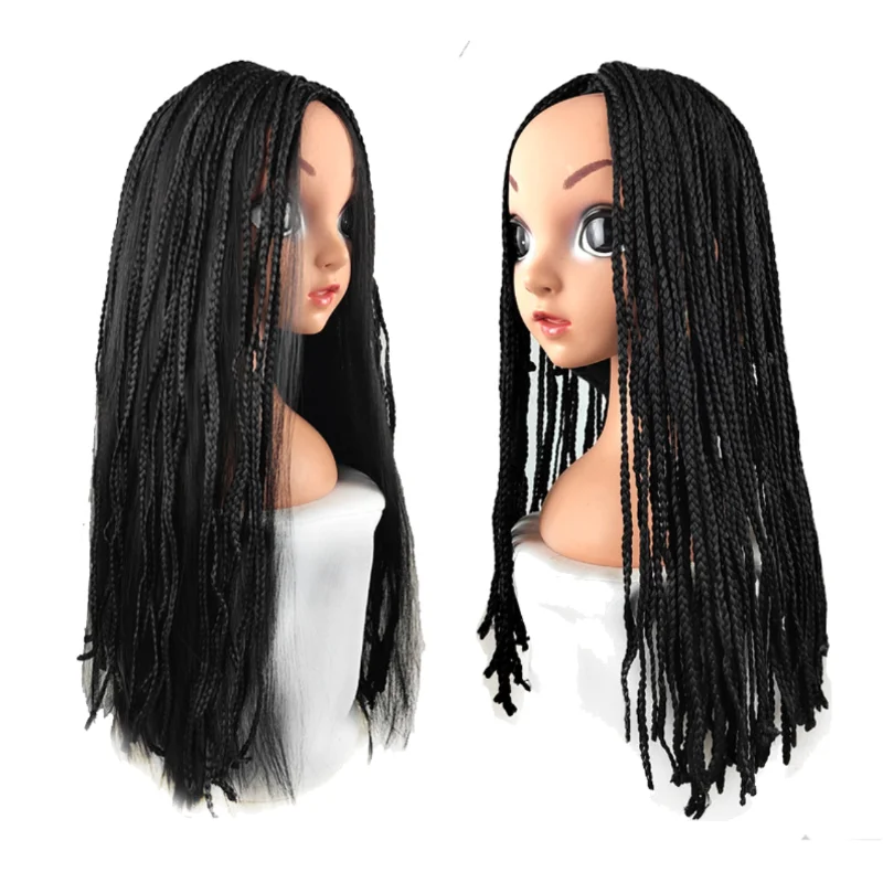 Chemical Fiber Material Black 22cm Braided Long Wig for Wish Asha Cosplay Costume with Braids Cute Wig for Halloween Party Props