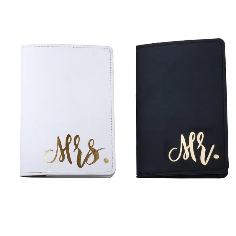 Mr Mrs Married Wedding Leather for Case Holder Travel Credit Card Protector for Couples