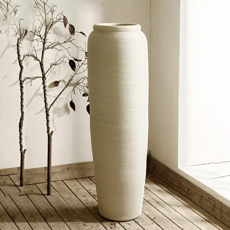 

Floor Ceramic Vase Dry Flowers Living Room Large and Tall Ceramic Pots Vase White Minimalist Decor Vaas Home Accessories AA50VA