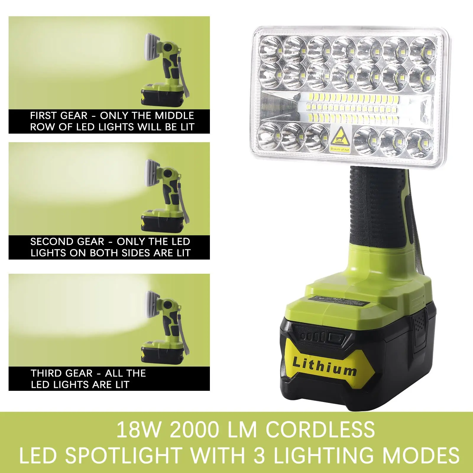 Cordless LED Work Light for Ryobi 18v ONE+Li-ion NiCd NiMh Batteries P108 2000LM Power LED Spotlight Handheld Flashlight Jobsite