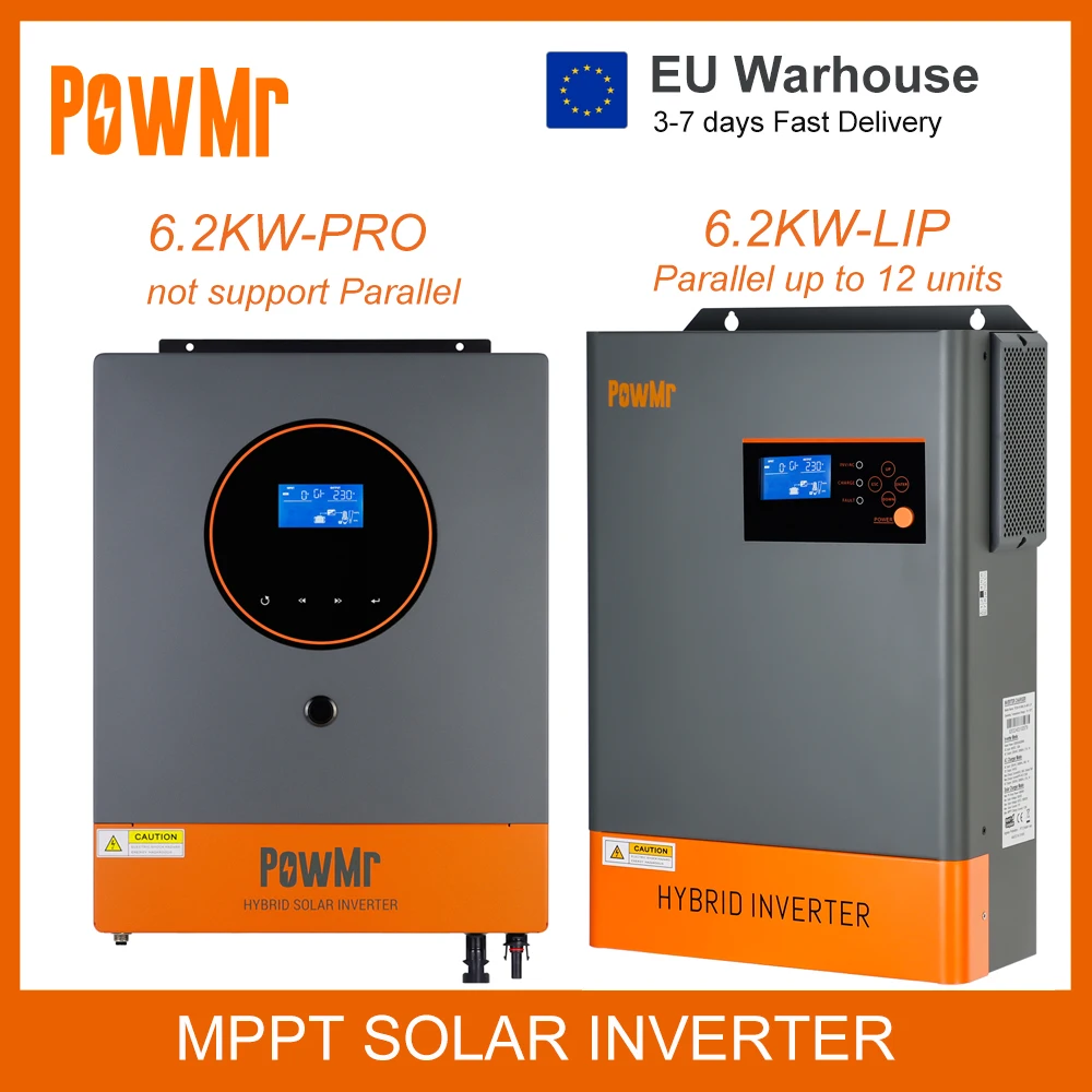 6.2KW Solar Hybrid Inverter 48V DC To 230V AC Built-In 120A MPPT Solar Charge Controller Pure Sine Wave Inversor Support LifePo4