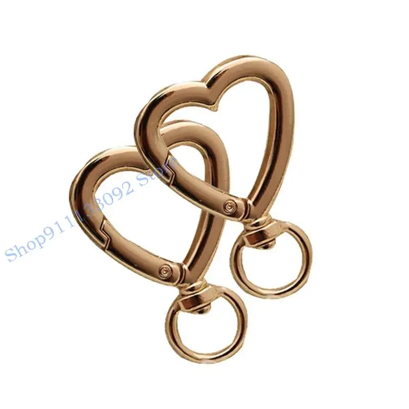 

H9ED 2pcs Bag Accessories Handbags Clasps Handle Heart Lobster Metal Clasp Clips Hooks for Key Rings