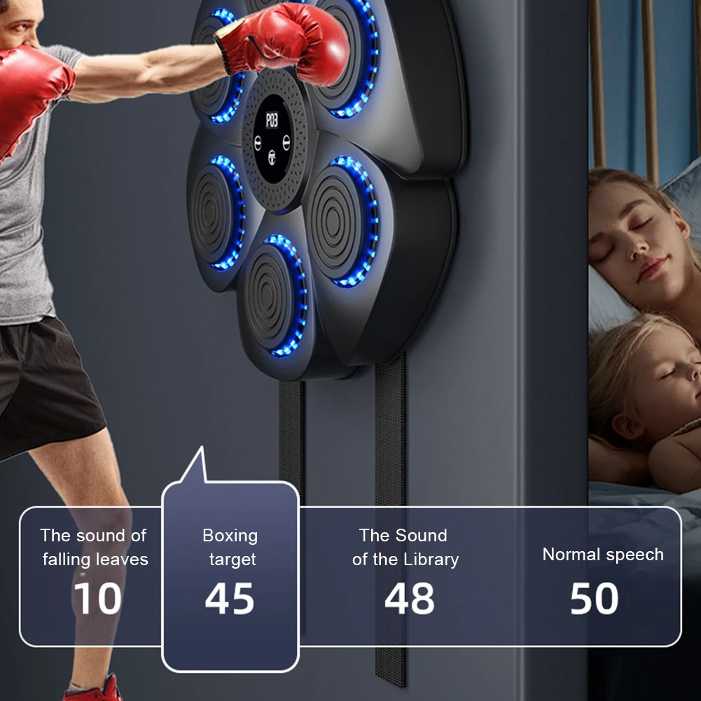 Music Boxing Machine Boxing Reaction Wall Target Smart Bluetooth Boxing Trainer Sandbag Punching Bag for Adult Kid Home Exercise