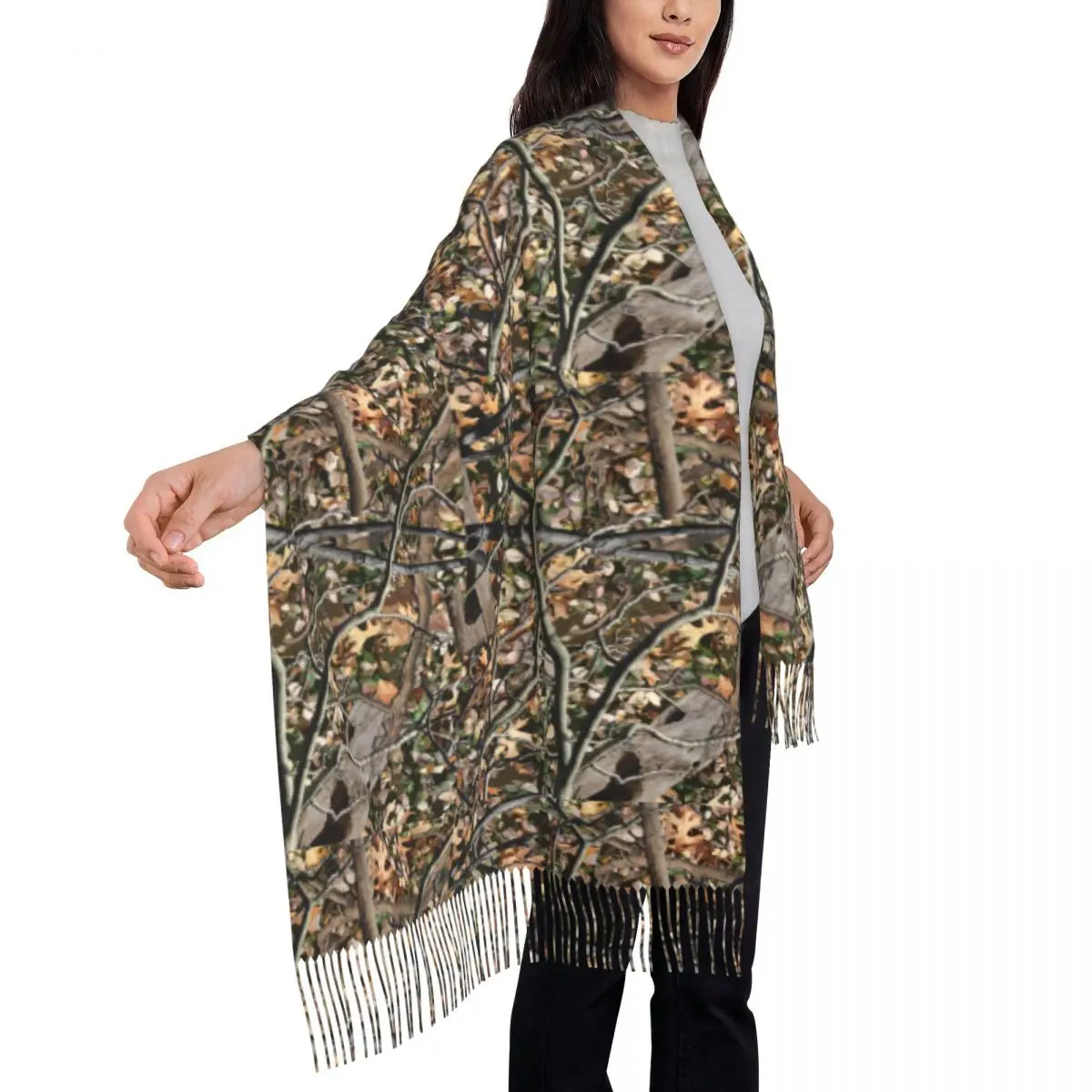 Personalized Printed Hunting Camo Tree Camouflage Pattern Scarf Women Men Winter Warm Scarves Shawls Wraps