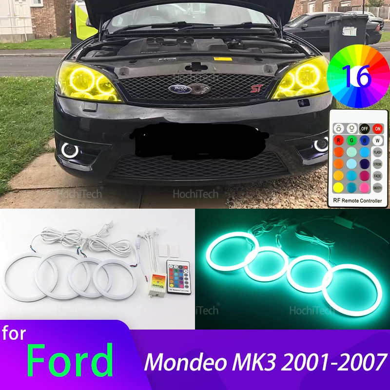 

For Ford Mondeo MK3 2001-2007 Accessories High Quality Super Bright 16-Color RGB Cotton LED Angel Eye Rings Daytime Light