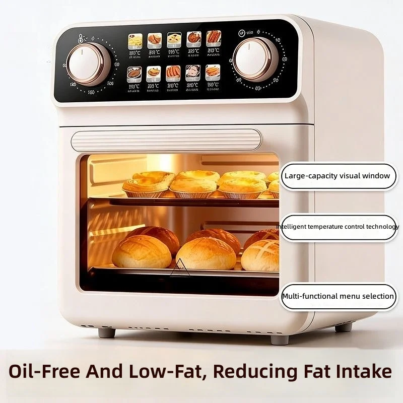 Air Fryer Oven, 6 in 1 Electric Toaster, Baking Roasting, Visible Window, Home Kitchen Appliance, Multi-Function Cooker