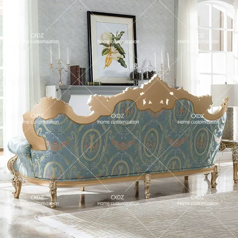 Luxury European Fabric Sofa High End Villa Neoclassical Engraving Sticker Silver Foil P1