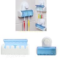 QX2E 5 Piece/set Suction Cup Toothbrush Holder Wall Mount Rack Bathroom Product