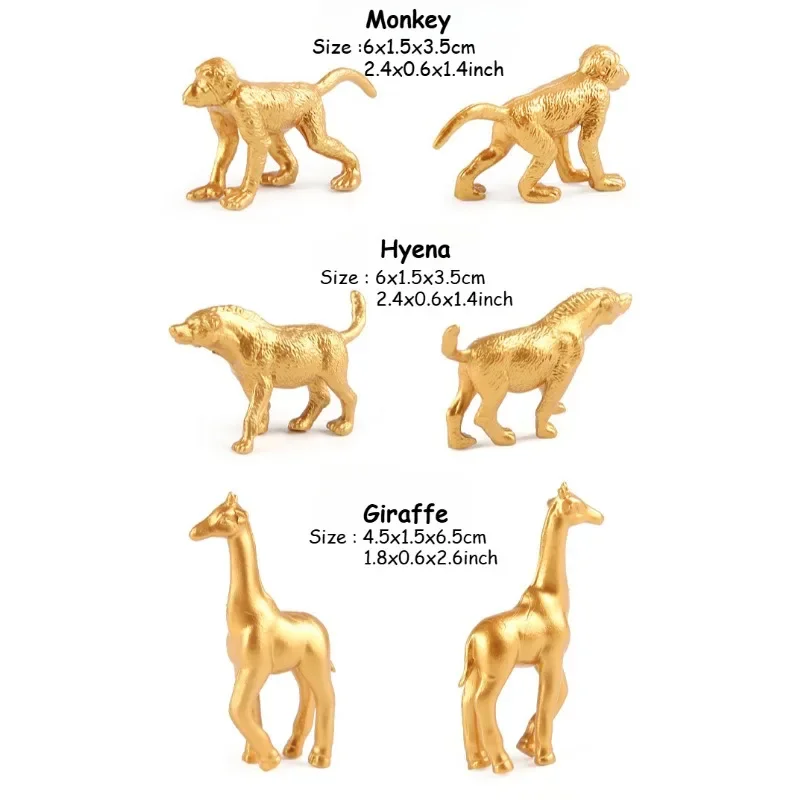 Figurines d'animaux dorés pour décor de fête préChristophe, jouets d'Auckland, safari, zoo, jungle, océan sauvage, mer, animaux marins, fête d'anniversaire