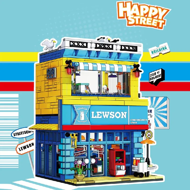 

MOC City Street View освещение круглосуточный магазин креативные строительные блоки сборка DIY украшения детские игрушки подарочный набор 1264 шт.