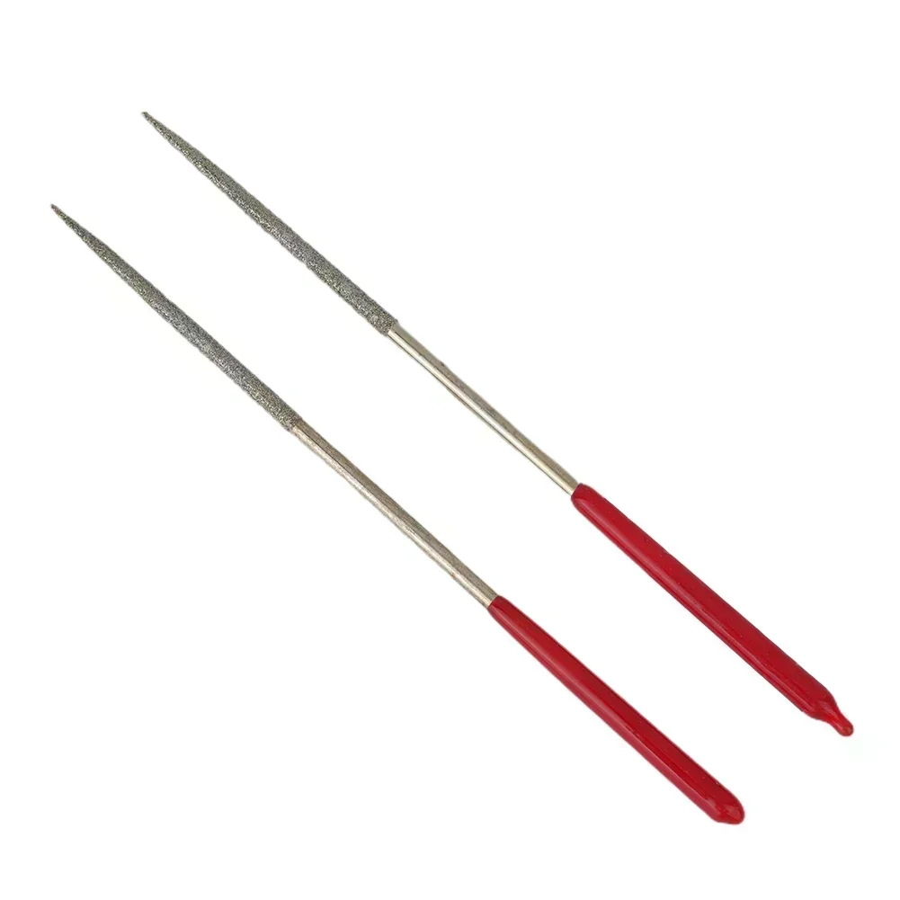 Needle File Diamond Files Industrial 3 X 140 Mm 5.5 Inch Accessories Parts Round Silver Tone + Red For Mechanics