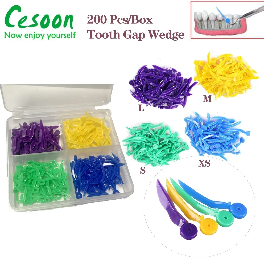 200Pcs/Box Dental Wedges Tooth Gap Wedge with Holes 4 Sizes Dentistry Disposable Interdental Teeth Gap Therapy Accessories