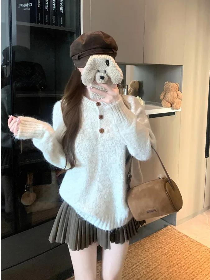 

plus Size Women's Lazy Sle Casual Soft round Ne Knitwear Loose Versatile Autumn Winter New Arrival Base Layer Top