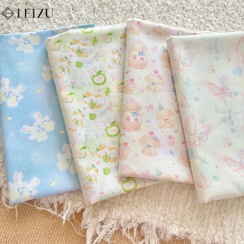 

100% Cotton Printed Cloth Cartoon Animal Butterfly Poplin Fabric Spring Summer for Sewing Clothing,Curtains,Tablecloth 0.5Yards