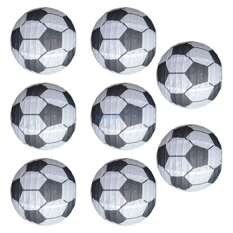 

H05E 8pcs Soccer Paper Lanterns Football Themed Accessories Sports Party Decorations