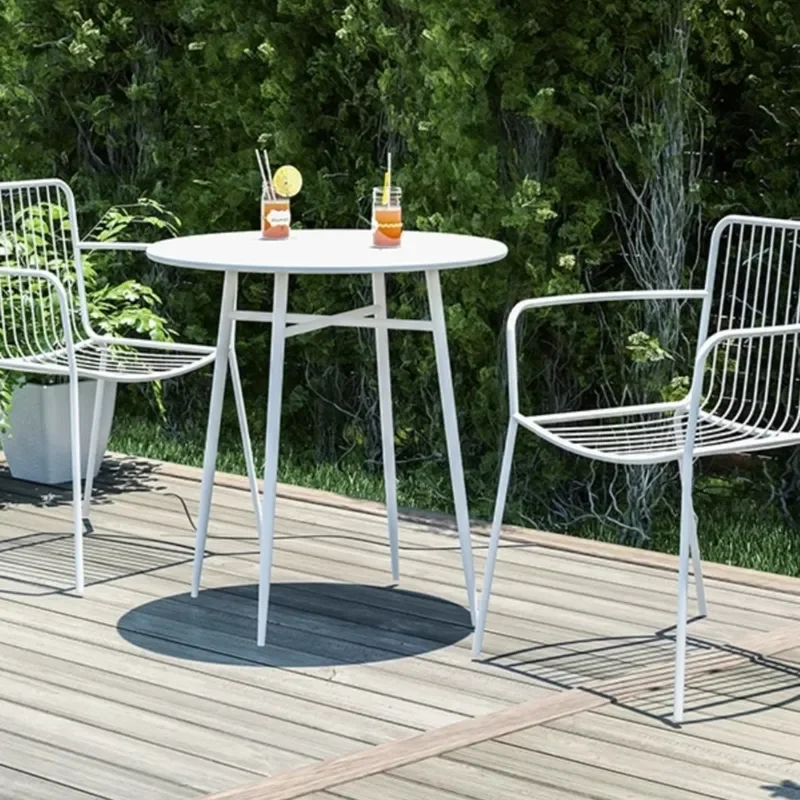 Wrought Iron Outdoor Table and Chair Set Casual Patio Bistro Furniture for Courtyard Cafe Milk Tea Shop
