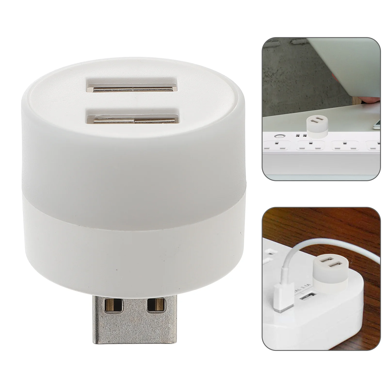 2 Pcs Small Night Lamp USB Type Splitter Extender Illumination Light Dispenser Powered Baby