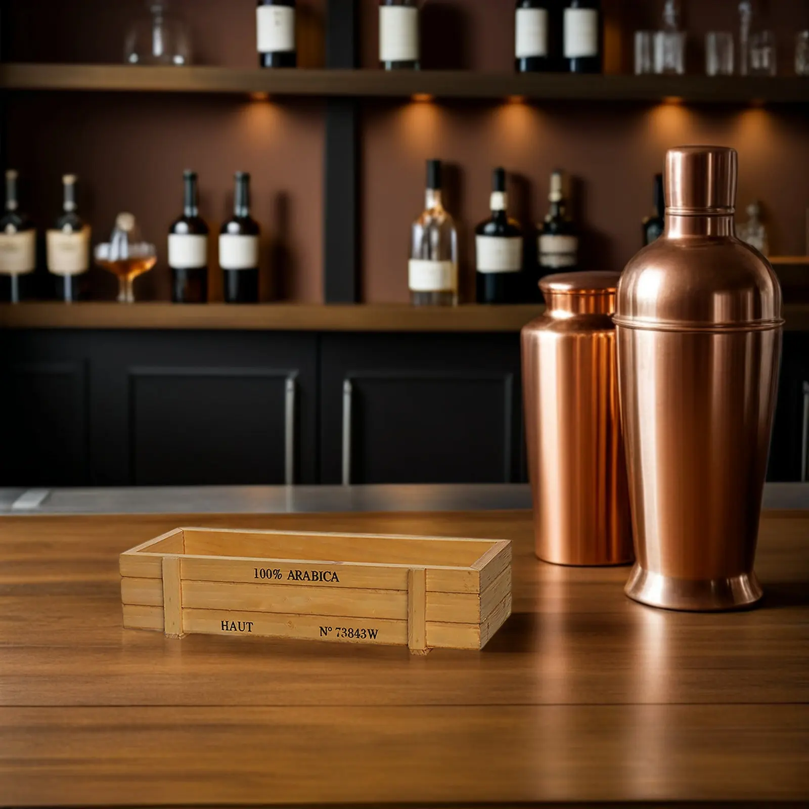 Wooden Wine Tool Storage Box Retro Bar Organizer Desktop Display Case for Hotel KTV Sundries