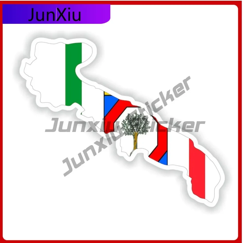 Apulia Puglia Italy National Emblem Map Flag Shape And Outline Stickers Waterproof Decals Adventure Motorcycle Stickers Pvc