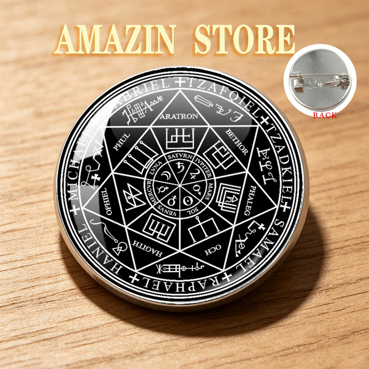 20MM/25MM Brooch Seal of Seven Archangels Gabriel Samael Uriel Button  Michael Protection Amulet Believers Brooch Gifts